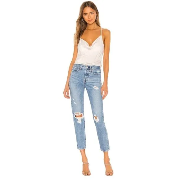 Levi's Wedgie Premium Denim Busted Knees Button Fly 100% Cotton Jeans Size 28