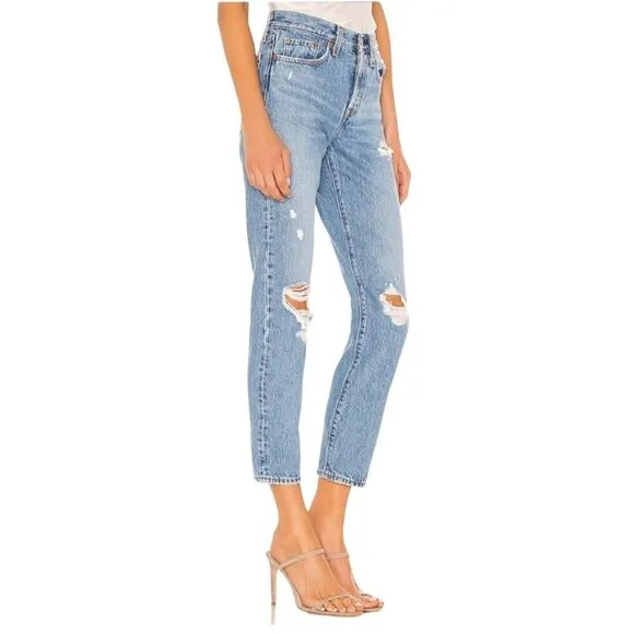 Levi's Wedgie Premium Denim Busted Knees Button Fly 100% Cotton Jeans Size 28
