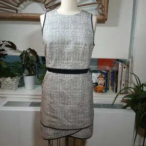 Life with Bird White, Black,  Metallic Green Sheath Dress Size 3 / US 8