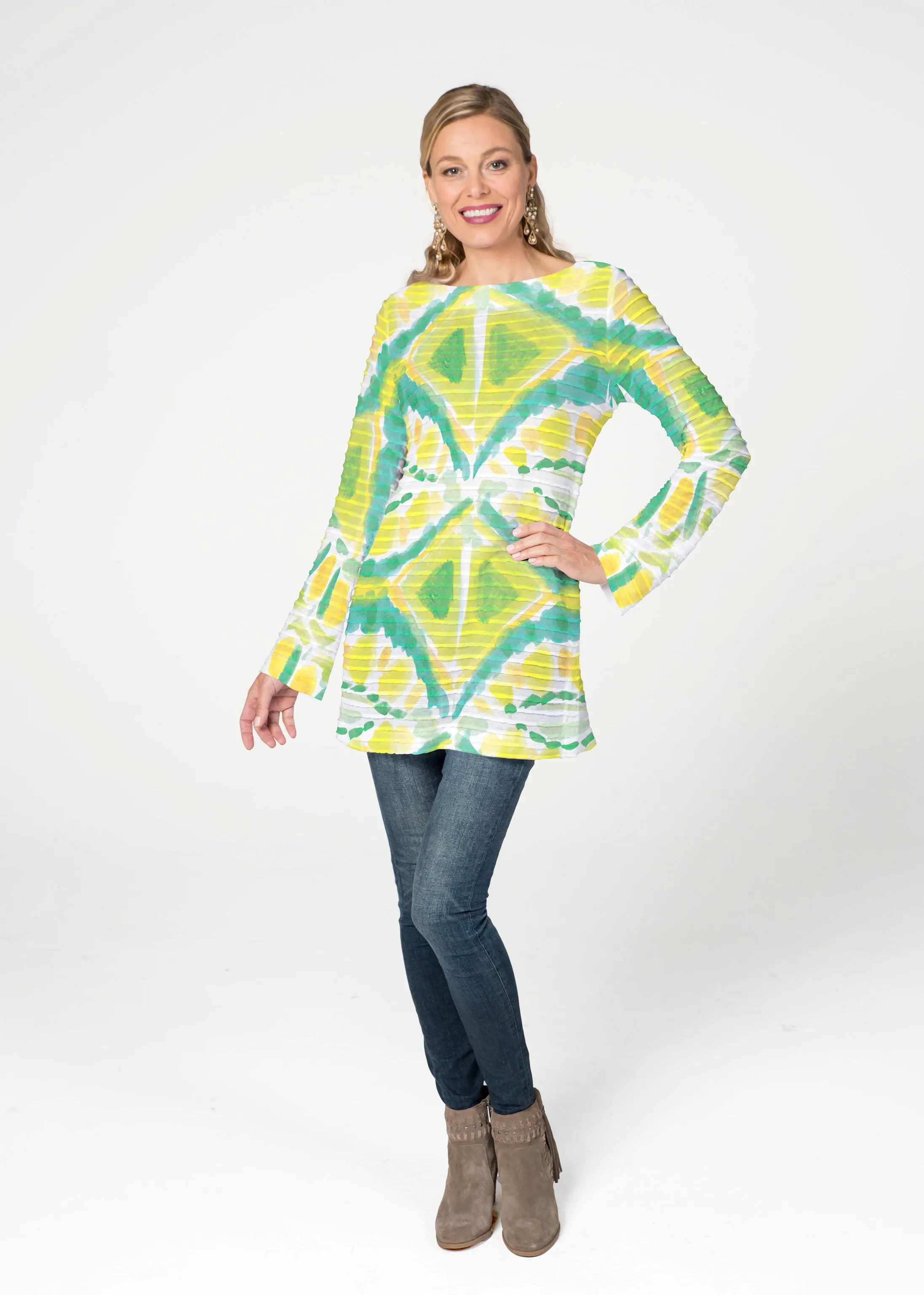 Limeade (17272) ~ Banded Boatneck Tunic