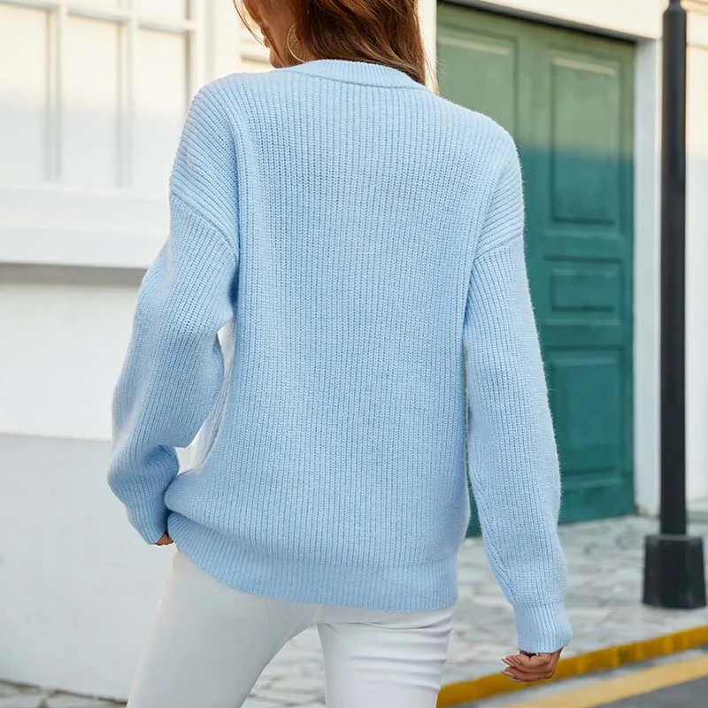LOLA™ ELEGANT CABLE KNIT CASUAL PULLOVER