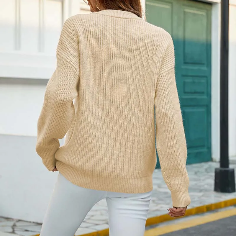 LOLA™ ELEGANT CABLE KNIT CASUAL PULLOVER