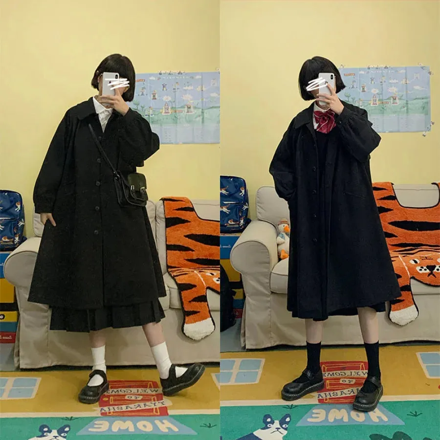 Long Retro JK Wool Coat Japanese Magic Girl's Winter Cotton Wool Coat