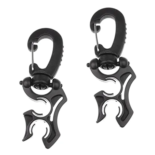 LOOM TREE® 2 Pieces Scuba Diving Double Bcd Hose Holder Retainer Support with Rotates & Folds Clip Black | Water Sports | Scuba & Snorkeling | Other Scuba & Snorkeling