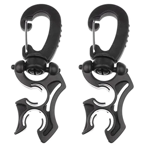 LOOM TREE® 2 Pieces Scuba Diving Double Bcd Hose Holder Retainer Support with Rotates & Folds Clip Black | Water Sports | Scuba & Snorkeling | Other Scuba & Snorkeling