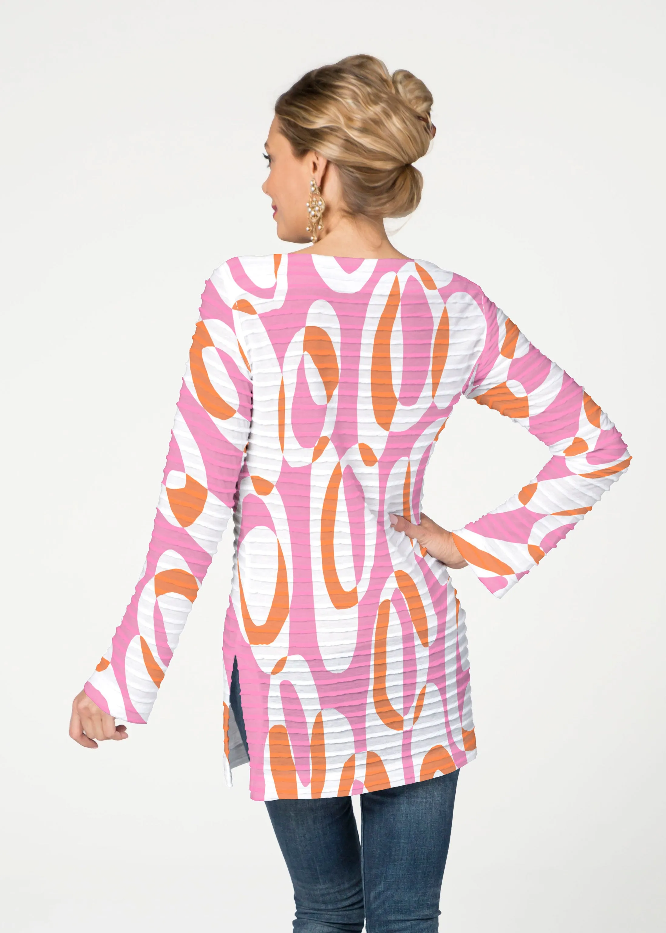 Loop ta Loop Pink (8085) ~ Banded Boatneck Tunic