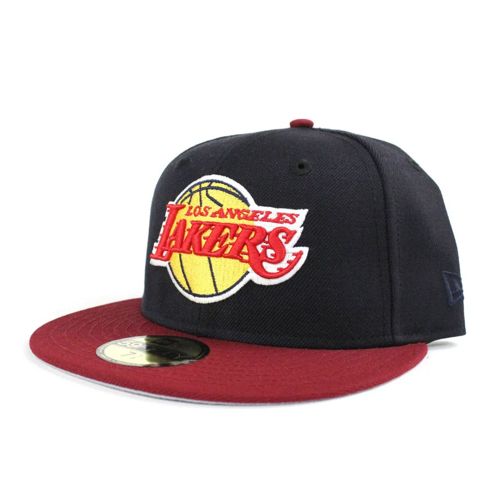 Los Angeles Lakers New Era 59Fifty Fitted Hat  Ver2 (Cleveland Cavaliers Color Gray Under Brim)