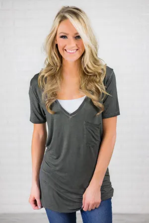 Lost in You Grey V-Neck Tee