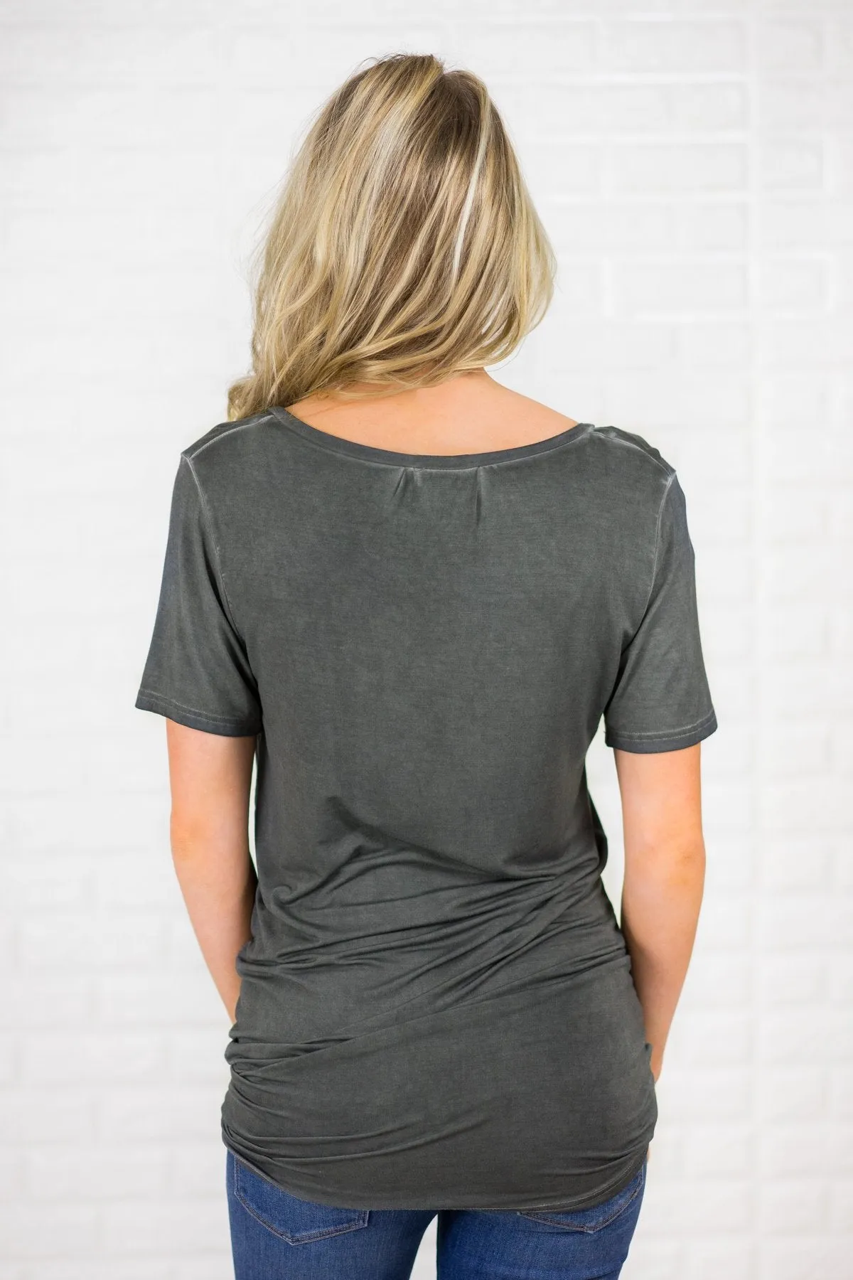 Lost in You Grey V-Neck Tee