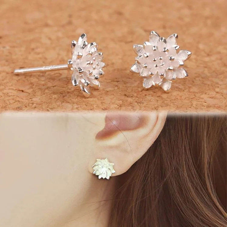 Lotus Flower Ear Stud Earrings