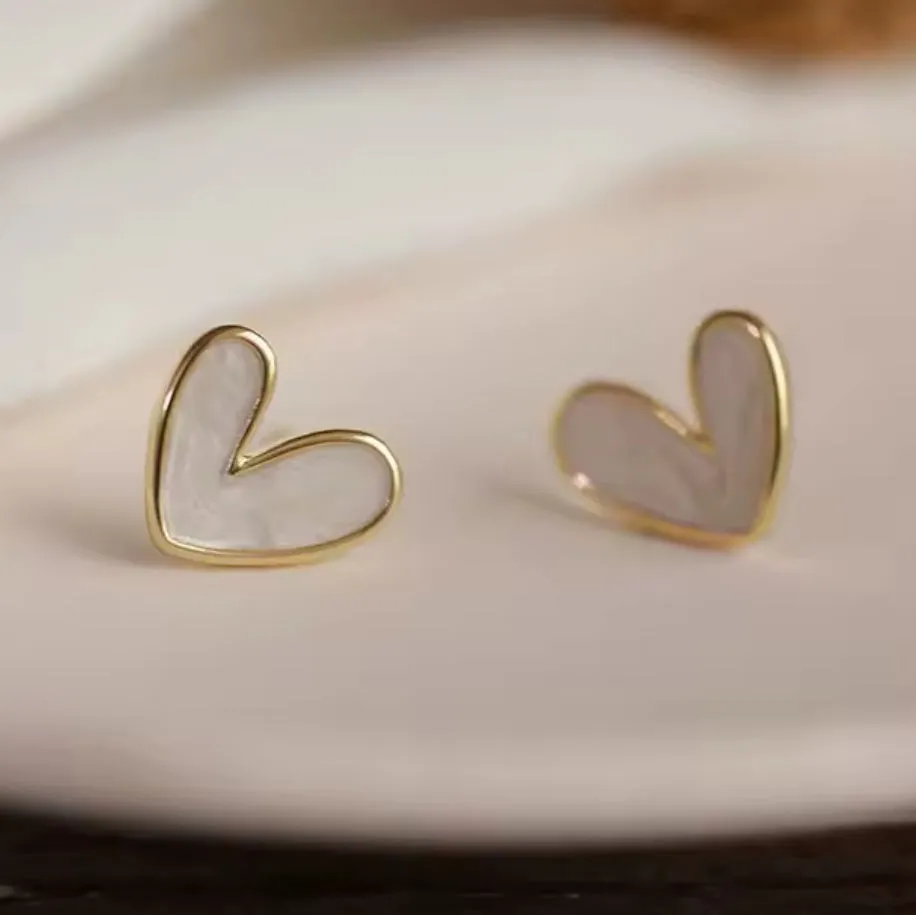 Love Heart Shell Stud Earrings