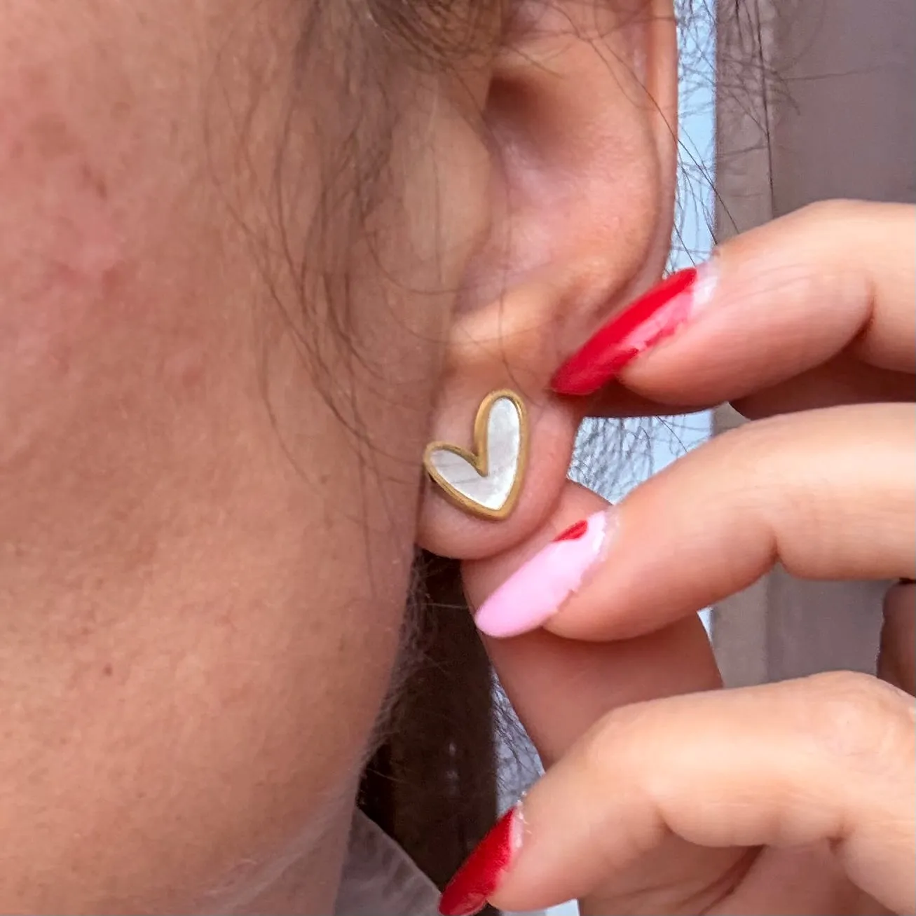 Love Heart Shell Stud Earrings