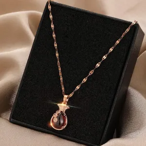 Luxury Red Temperament titanium steel necklace net simple wild pendant Jewelry