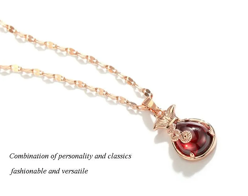 Luxury Red Temperament titanium steel necklace net simple wild pendant Jewelry