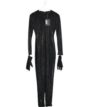 maniere de voir Black Rhinestone Embellished Jumpsuit With Gloves UK 10