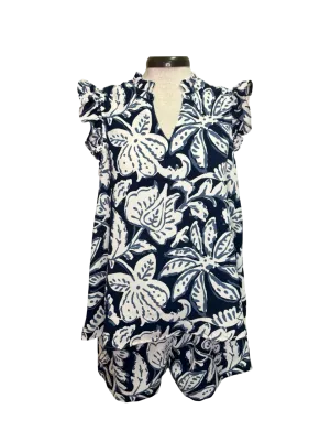 Marlo Printed Top Navy