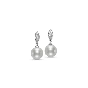 Mastoloni 14k White Gold Gifts From The Sea Drop Classic Fresh Water Pearls and Diamonds Earrings – G24029EW