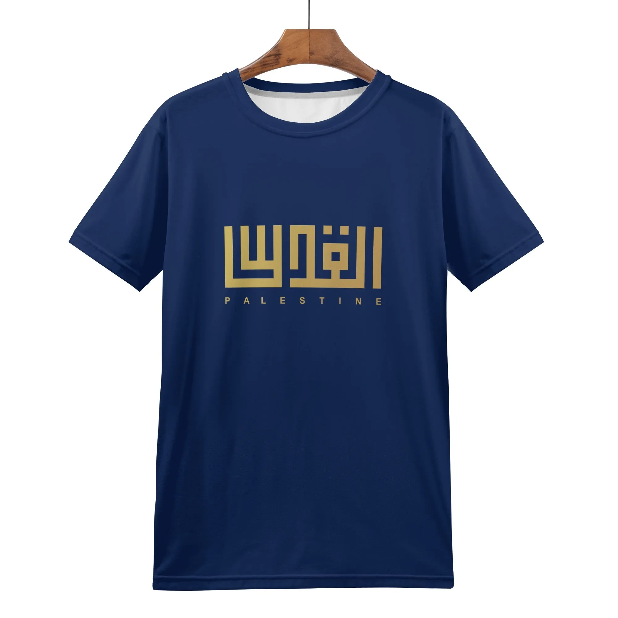 Men Dark Blue Word Staple T-Shirt