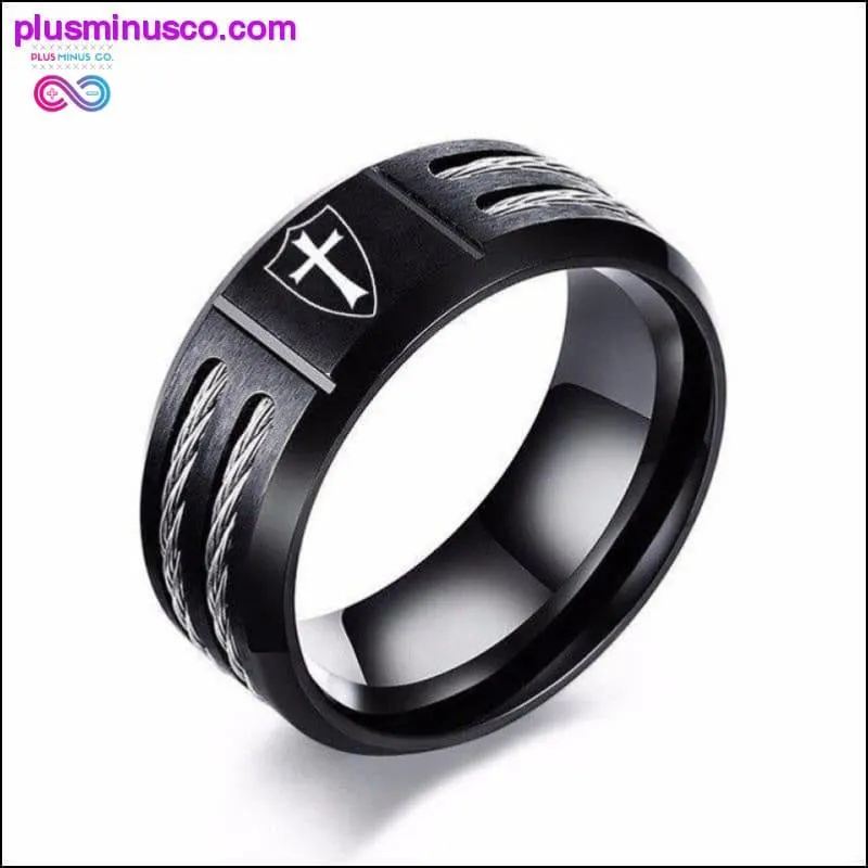 Men's Stainless Steel Ring Personalized Christian Cross