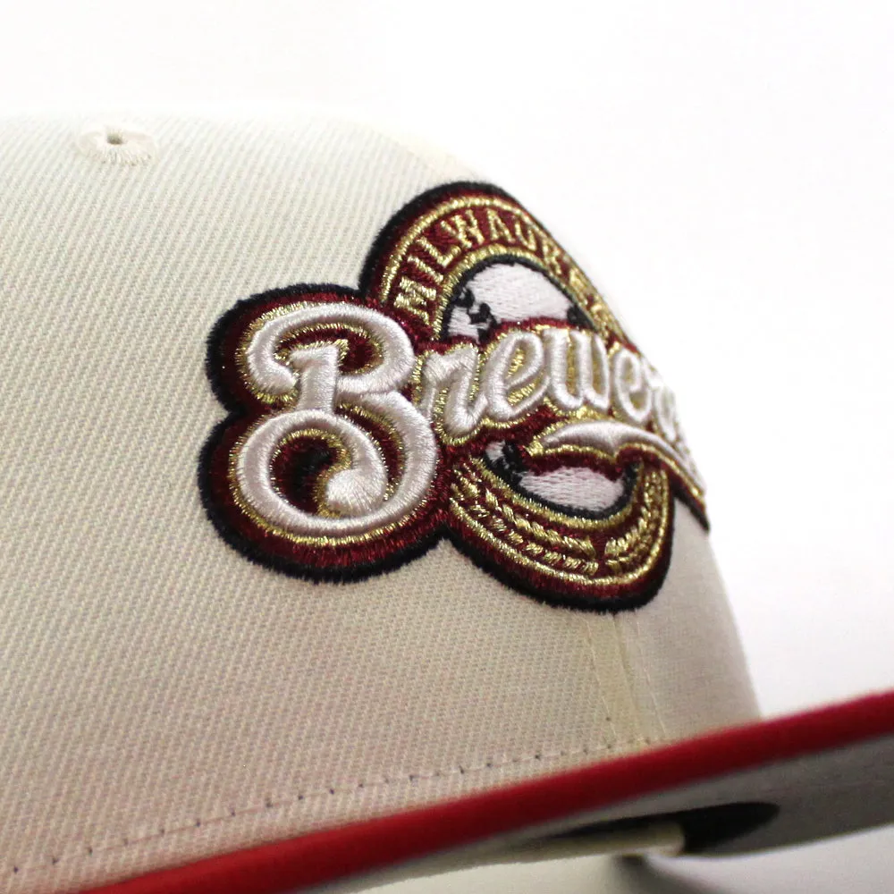 Milwaukee Brewers Home of Heros New Era 59Fifty Fitted Hat (Chrome White Red Gray Under Brim)