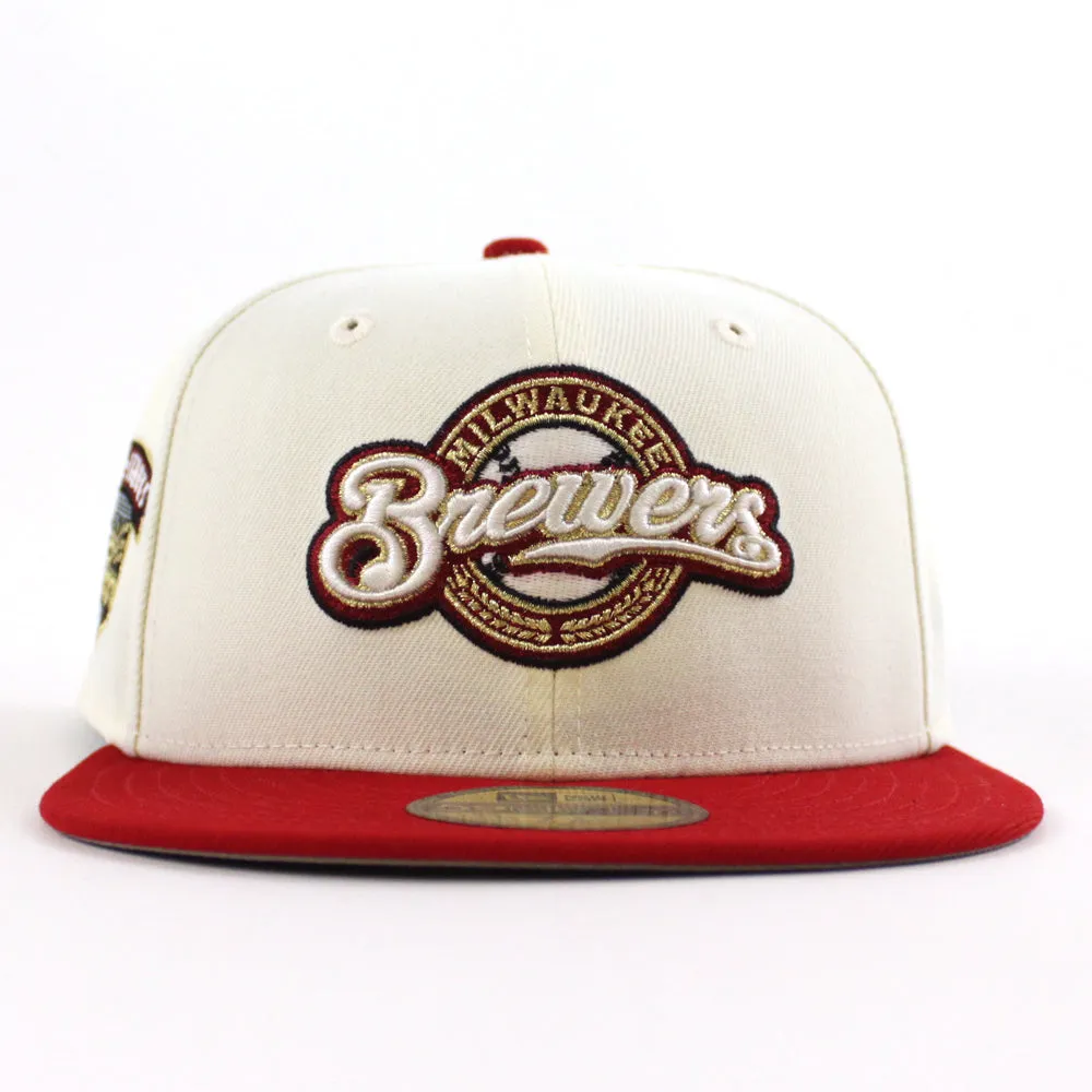 Milwaukee Brewers Home of Heros New Era 59Fifty Fitted Hat (Chrome White Red Gray Under Brim)