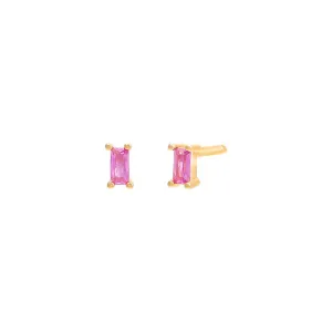 Mini Colored Baguette Stud Earring