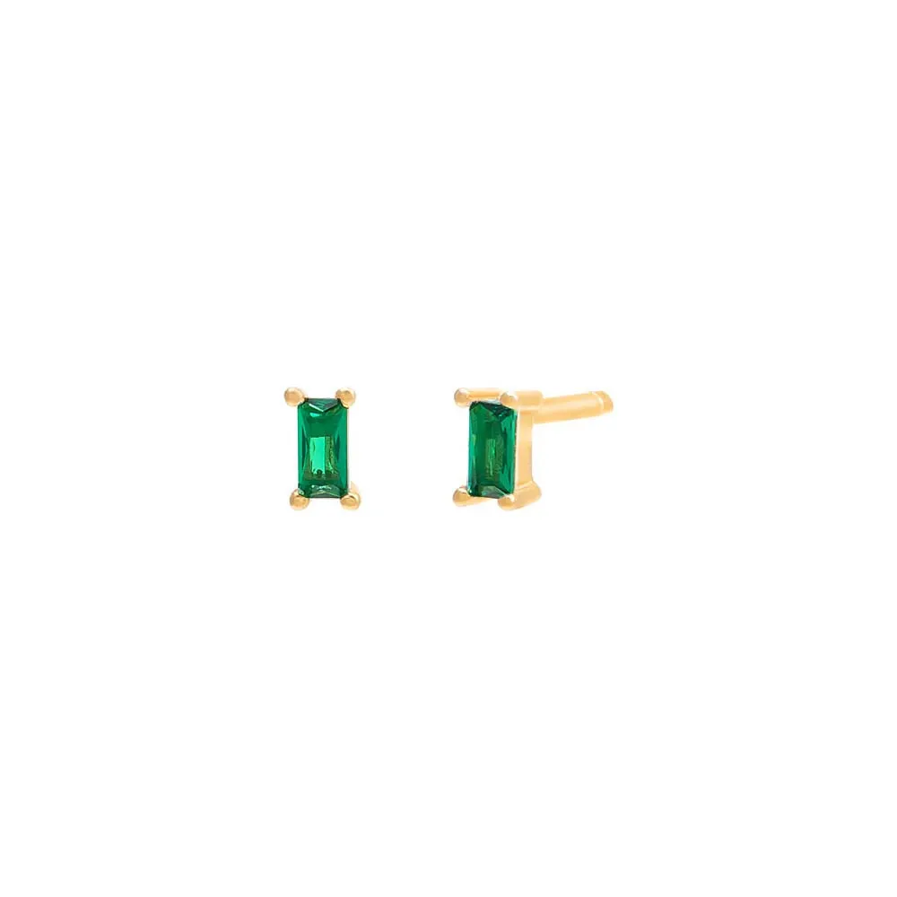 Mini Colored Baguette Stud Earring