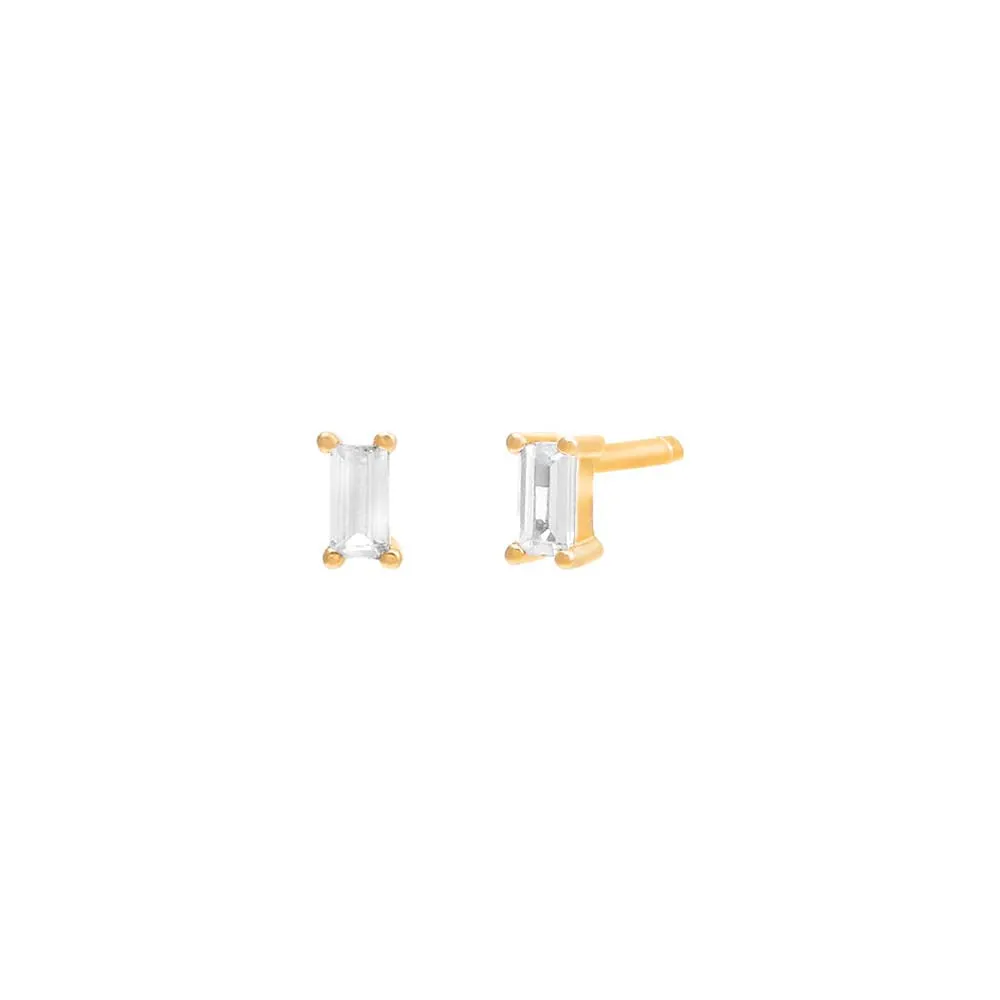 Mini Colored Baguette Stud Earring