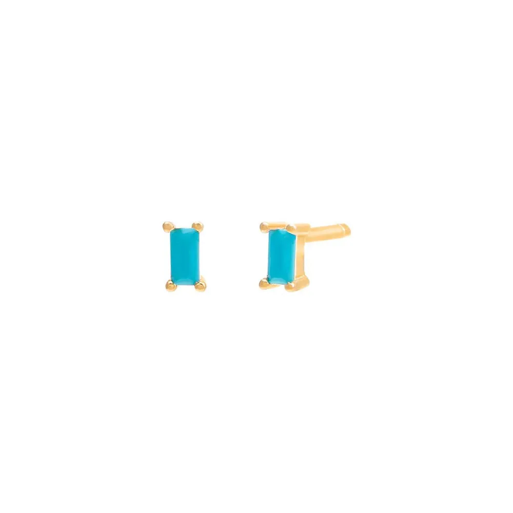 Mini Colored Baguette Stud Earring