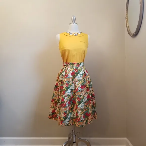 Miss Happ Rockabilly Pin Up Swing Full Skirt Size Small Hawaian Tropical