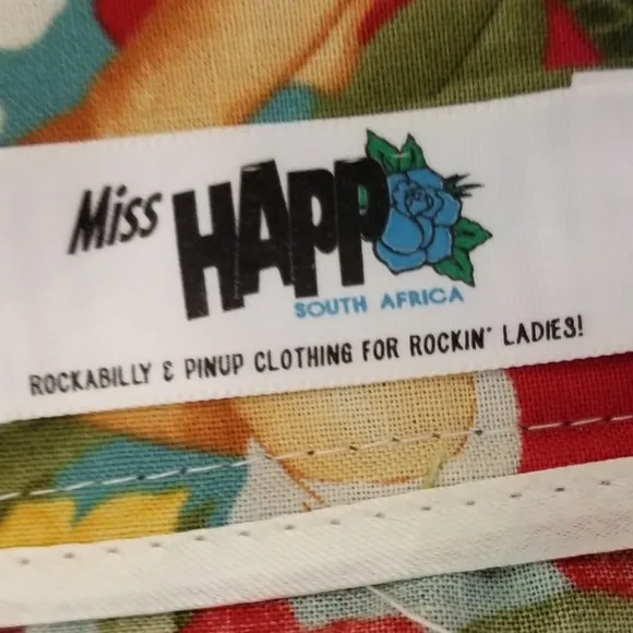Miss Happ Rockabilly Pin Up Swing Full Skirt Size Small Hawaian Tropical