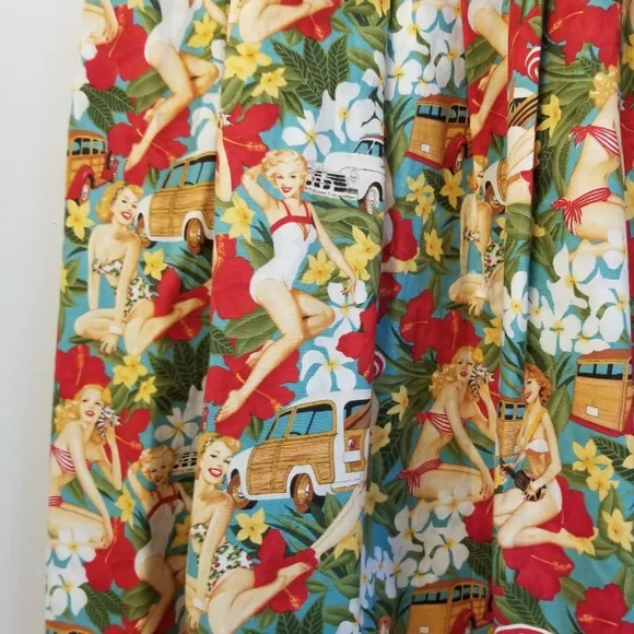 Miss Happ Rockabilly Pin Up Swing Full Skirt Size Small Hawaian Tropical