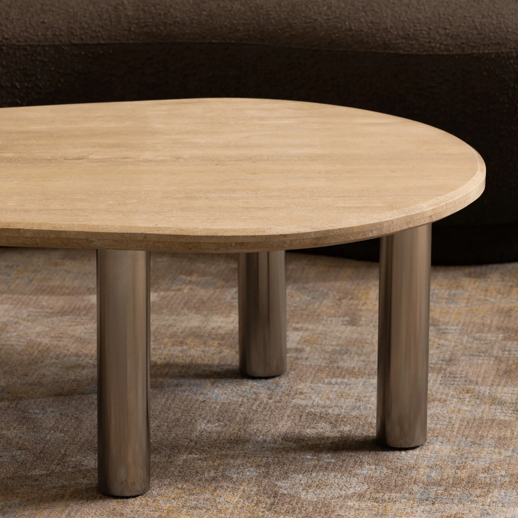 Modern Minimalist Italian Travertine Coffee Table