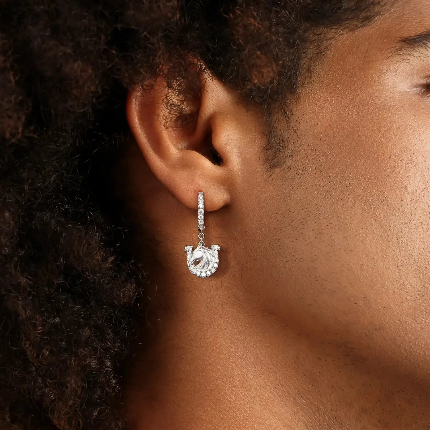 Moissanite Horseshoe Dangly Earring