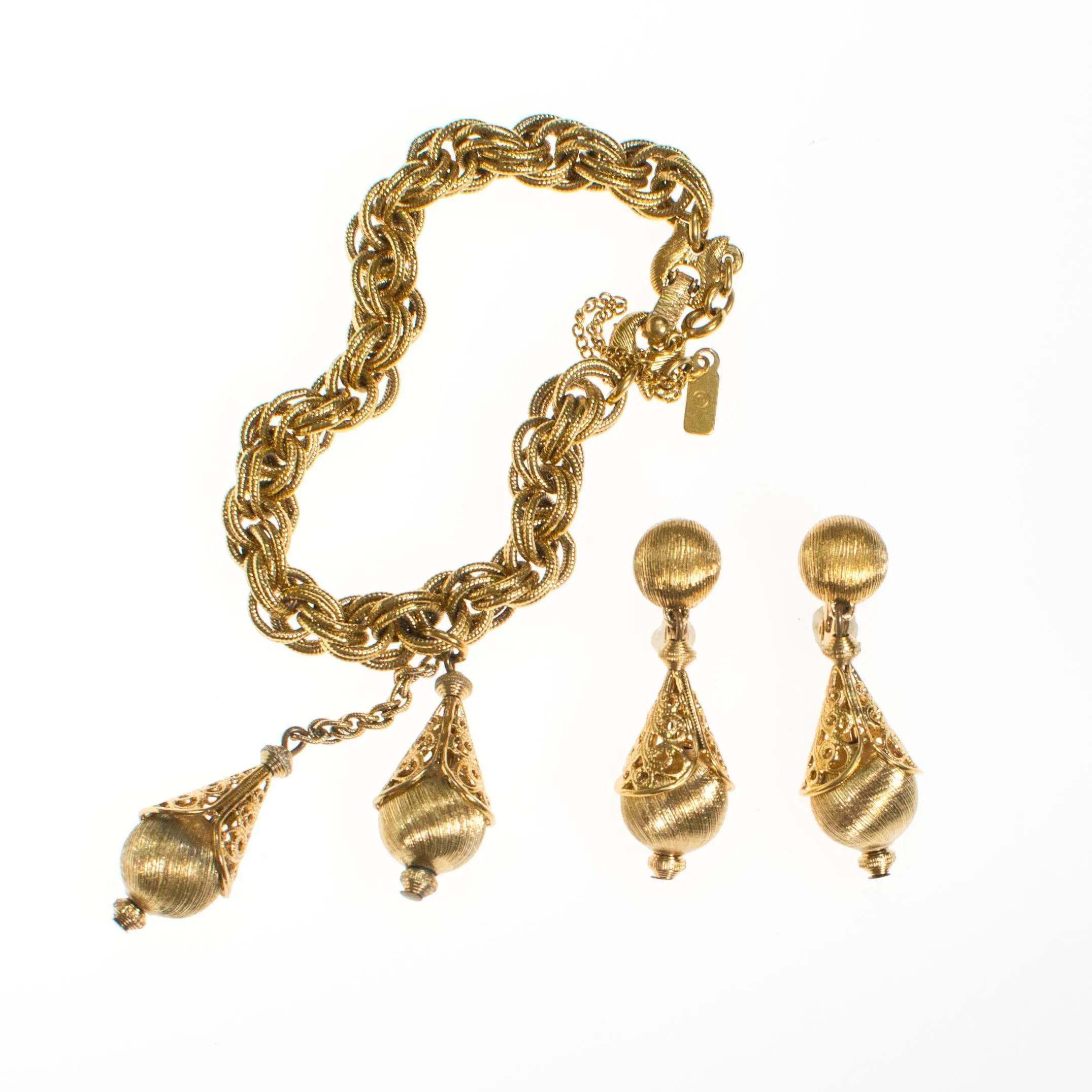 Monet Gold Bolero Dangling Earrings, Clip On