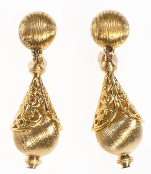 Monet Gold Bolero Dangling Earrings, Clip On