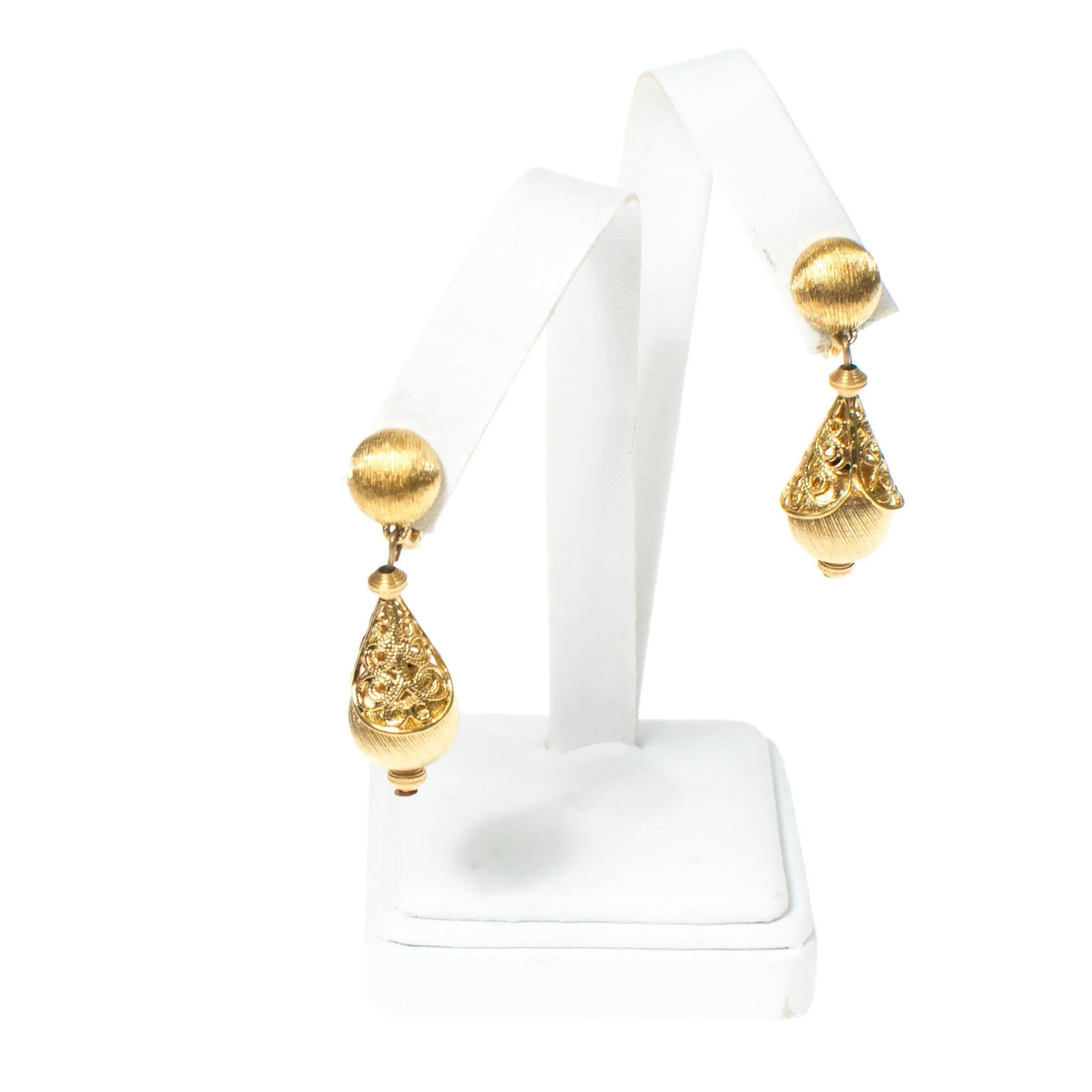 Monet Gold Bolero Dangling Earrings, Clip On