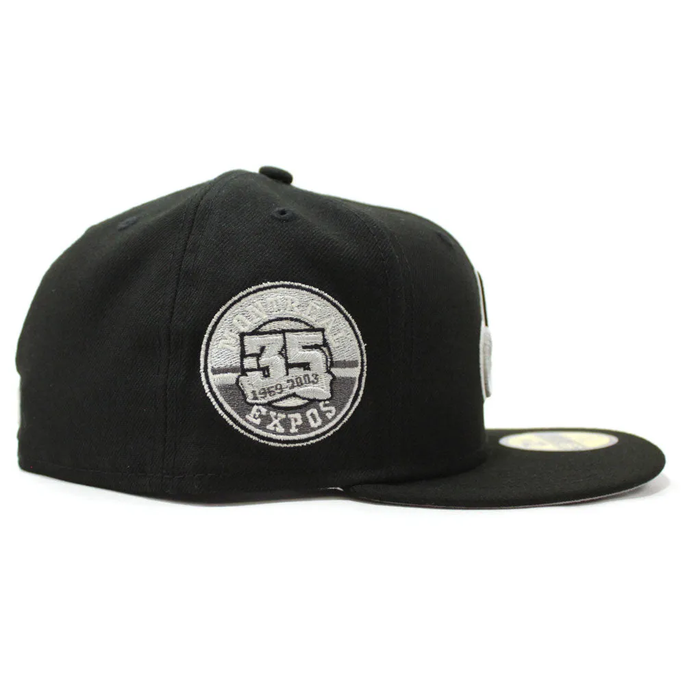Montreal Expos 35th Anniversary New Era Fitted 59Fifty Hat (Glow in the Dark Black Gray Under Brim)