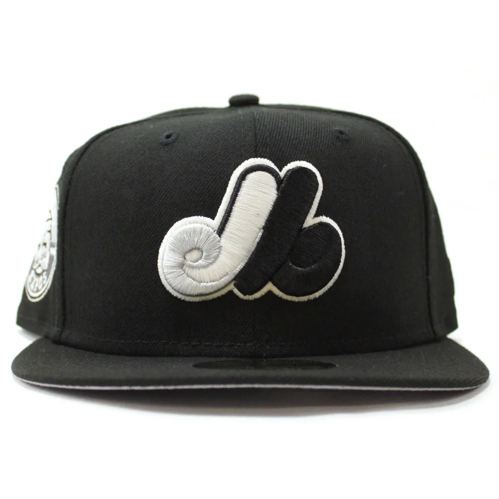 Montreal Expos 35th Anniversary New Era Fitted 59Fifty Hat (Glow in the Dark Black Gray Under Brim)