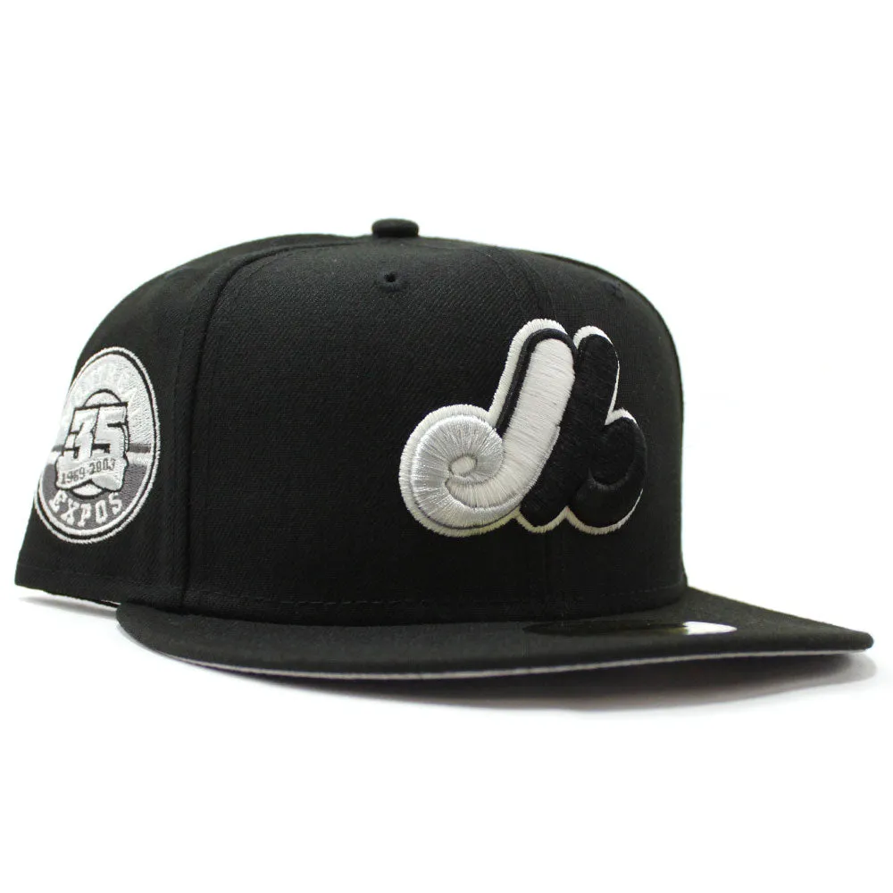 Montreal Expos 35th Anniversary New Era Fitted 59Fifty Hat (Glow in the Dark Black Gray Under Brim)