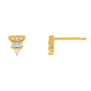 Multi CZ Triangle Stud Earring