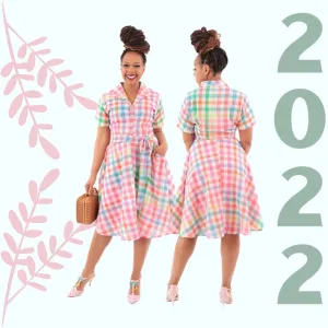 Multi Gingham Tie Waist Dress by Love ur Look