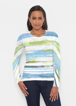 Multi Stripe Blue (7843) ~ Signature Long Sleeve Crew Shirt