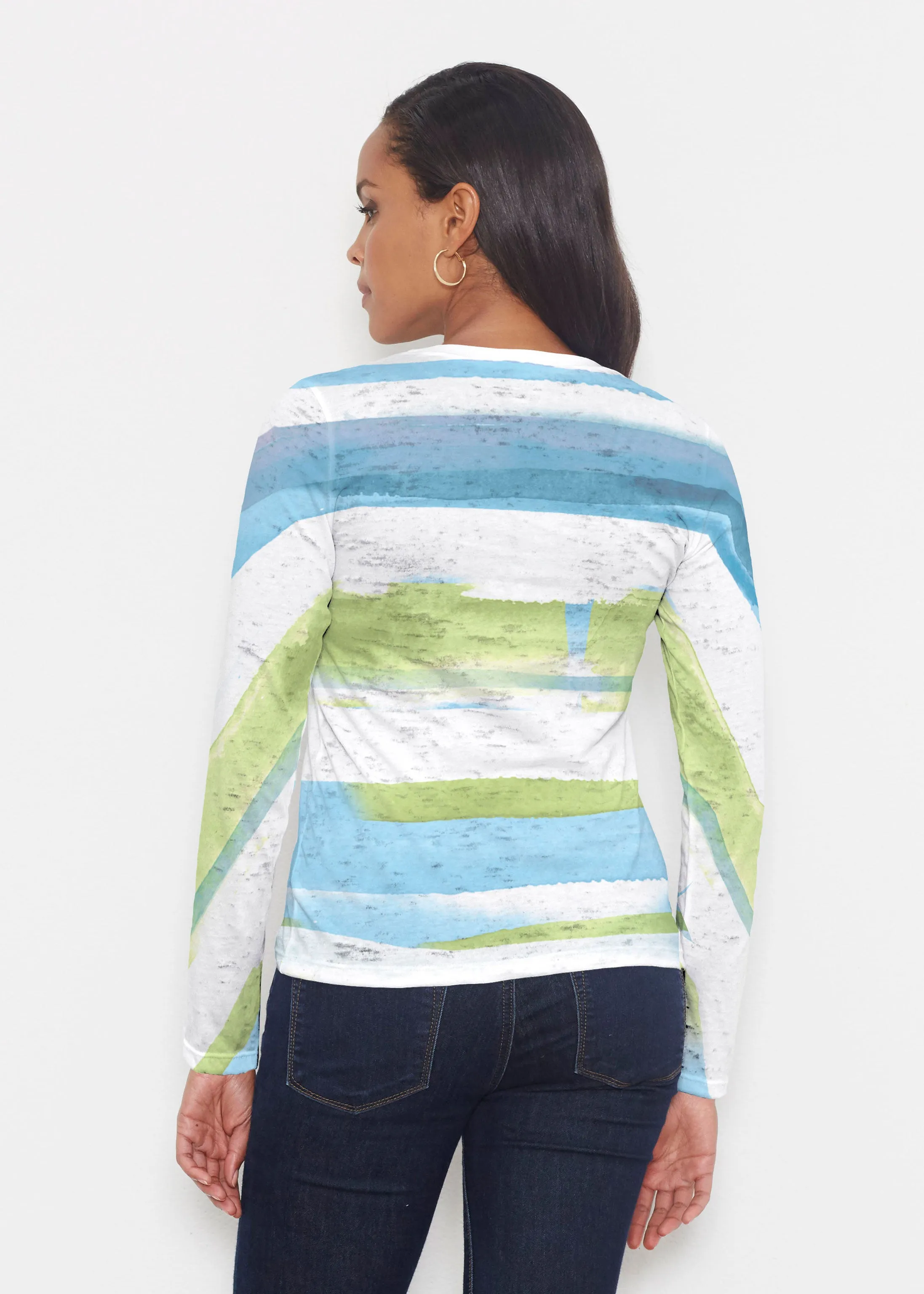 Multi Stripe Blue (7843) ~ Signature Long Sleeve Crew Shirt