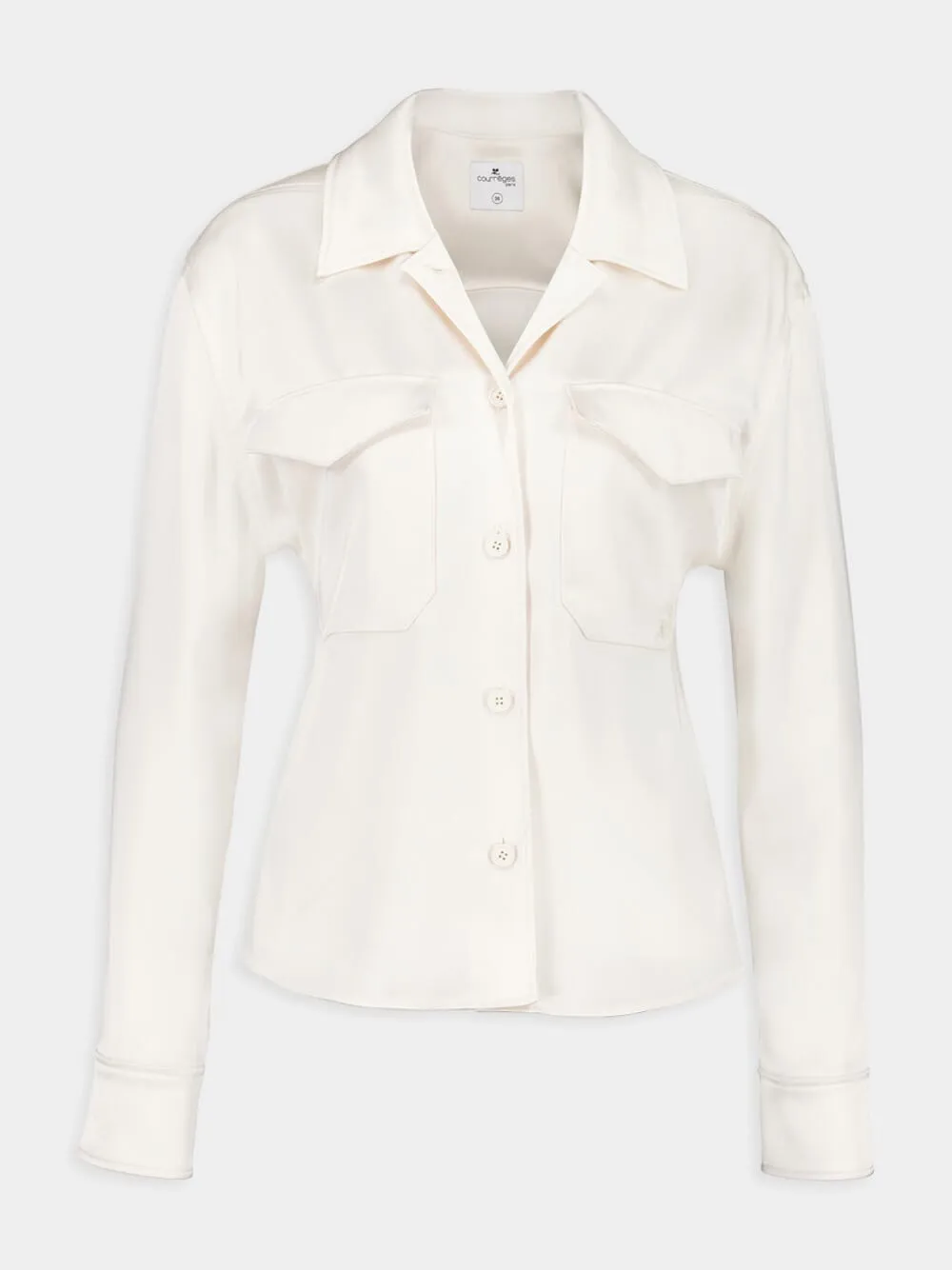 Natural Beige 2-Pocket Satin Shirt