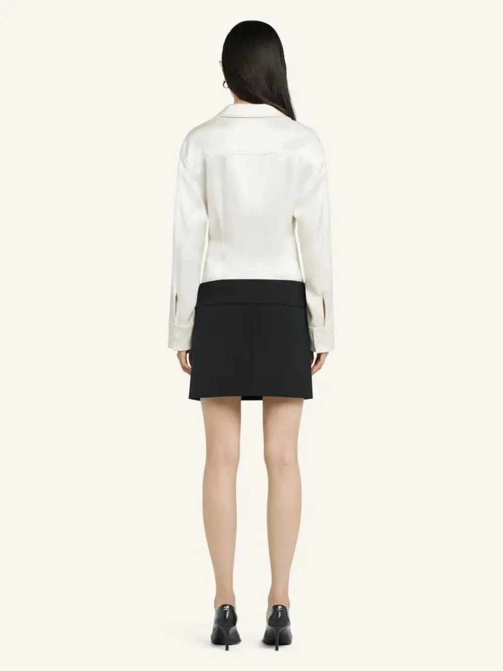 Natural Beige 2-Pocket Satin Shirt