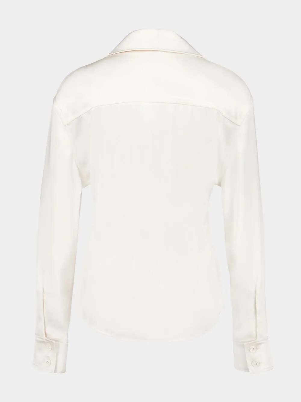 Natural Beige 2-Pocket Satin Shirt