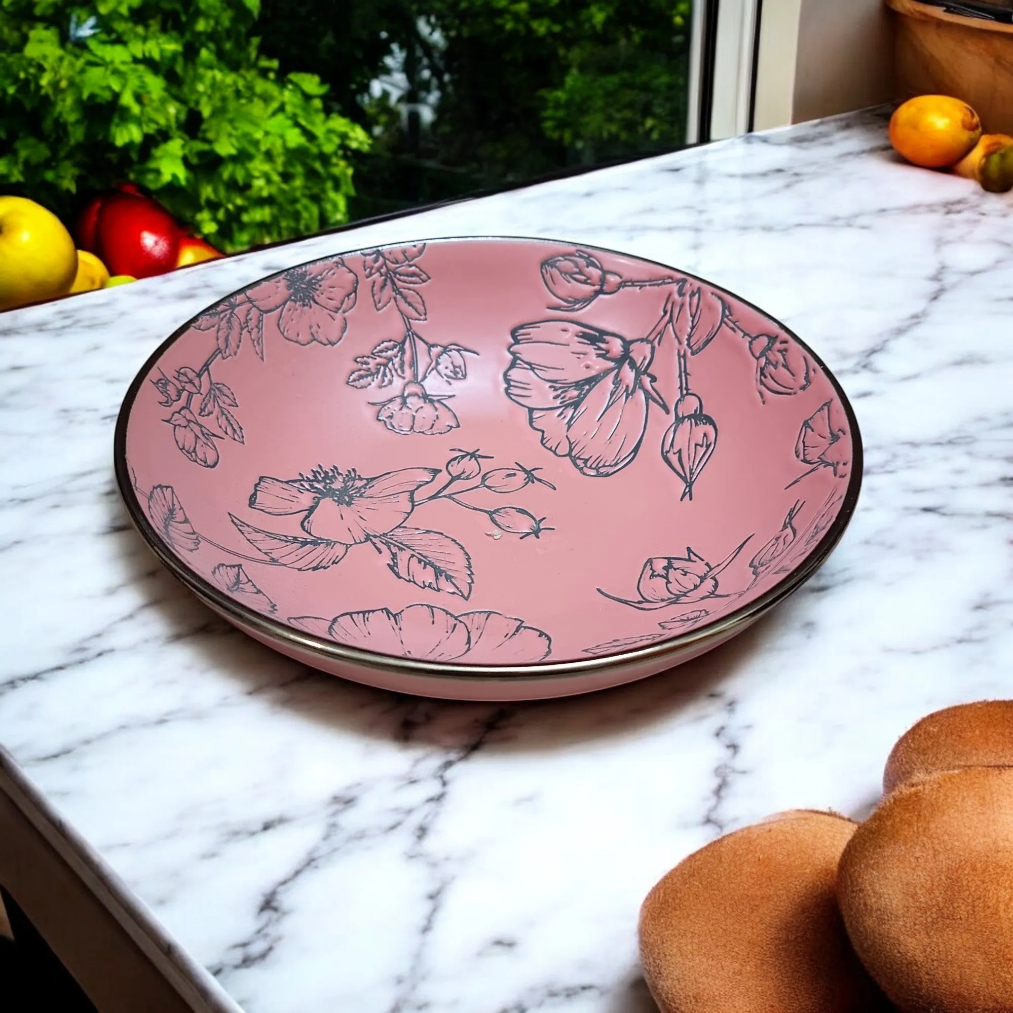 Nature-Inspired Ceramic Bowl with Floral Motifs