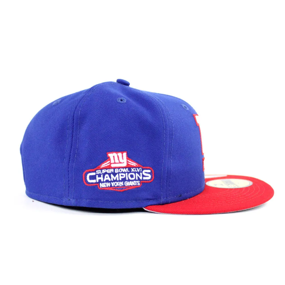 New York Giants Super Bowl XLVI 2012 Champions New Era 59Fifty Fitted Hat (Blue Red Gray Under Brim)