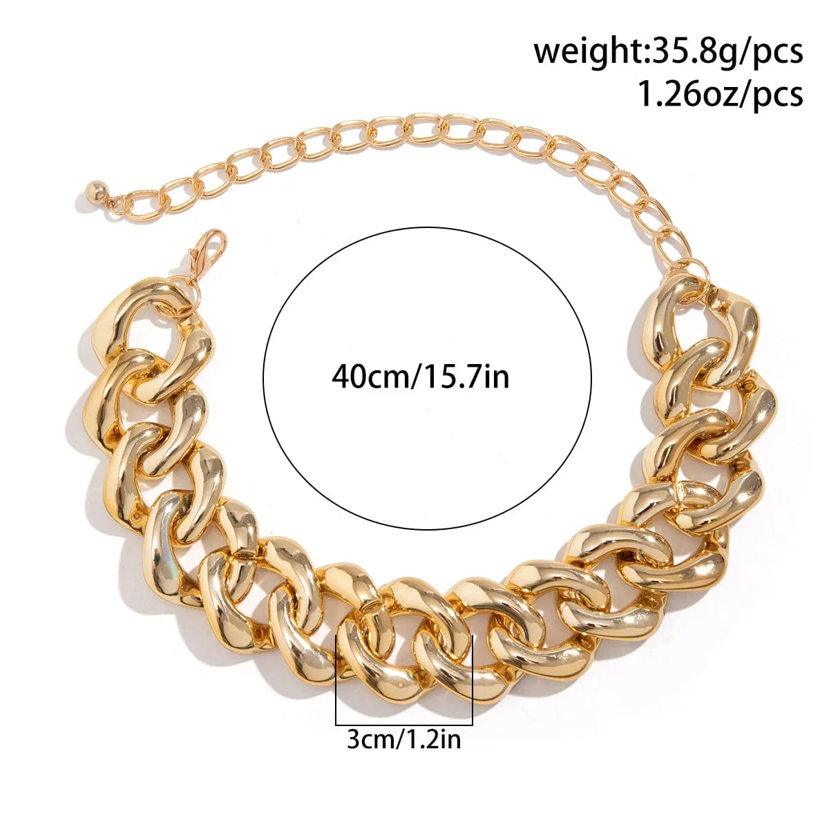 Newly Gold Silver Plated Curb Chain Choker Necklace